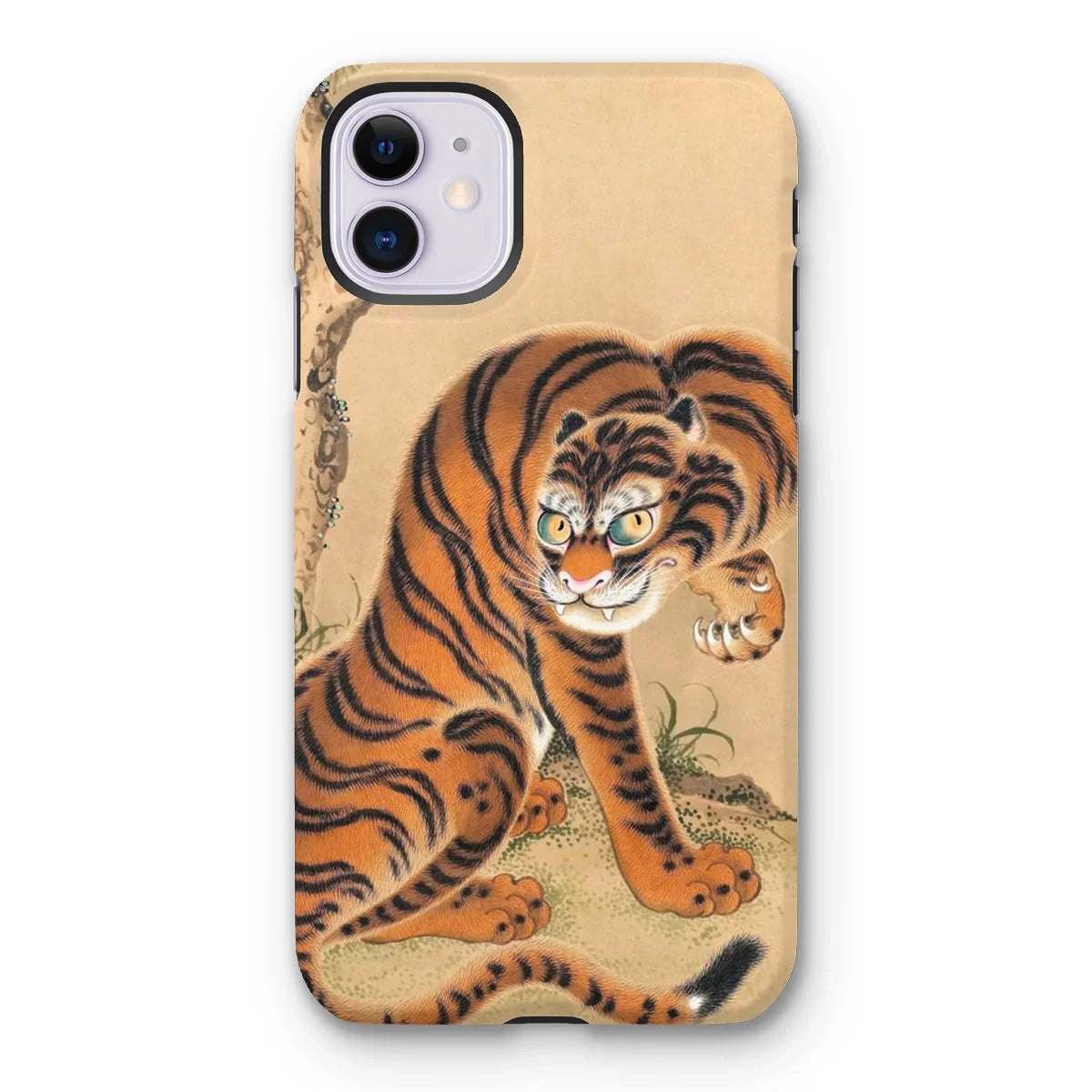 Tiger Cleaning its Paw - Matsui Keichu Iphone Case - 11 / Matte