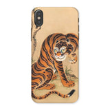 Tiger Cleaning its Paw - Matsui Keichu Iphone Case, x / Matte, Phone Case Traditional Japanese-style Tiger Artwork Orange Black