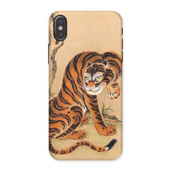 Tiger Cleaning its Paw - Matsui Keichu Iphone Case, x / Matte, Phone Case Traditional Japanese-style Tiger Artwork Orange Black