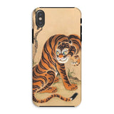 Tiger Cleaning its Paw - Matsui Keichu Iphone Case, Xs / Matte, Phone Case Traditional Japanese-style Tiger Artwork Orange Black