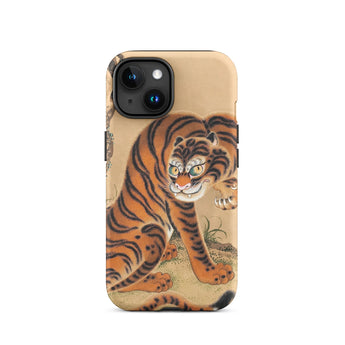Tiger Cleaning its Paw - Matsui Keichu Phone Case Iphone 15 / Matte Tiger-themed Phone Case Matsui Keichu Iphone Case, Paw Edo-period