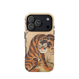 Tiger Cleaning its Paw - Matsui Keichu Phone Case Iphone 17 Pro / Matte Iphone 12 Pro Max Case Tiger Design Black Matsui Keichu Case, Paw