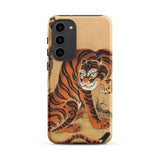 Tiger Cleaning its Paw - Matsui Keichu Phone Case Samsung Galaxy S23 Plus / Matte Vibrant Orange Tiger Bold Black Stripes Yellow Eyes