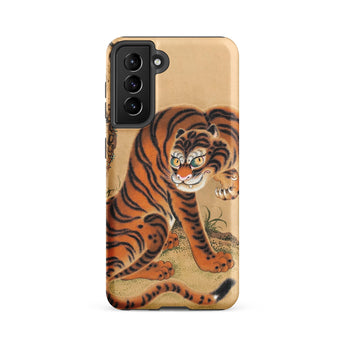 Tiger Cleaning its Paw - Matsui Keichu Phone Case Samsung Galaxy S21 Fe / Matte Vibrant Orange Tiger Bold Black Stripes Yellow Eyes Matsui