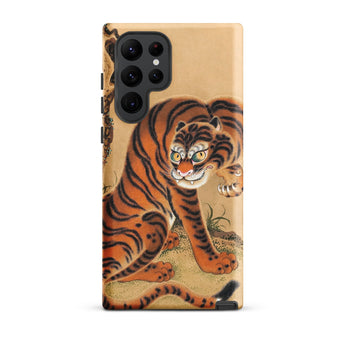 Tiger Cleaning its Paw - Matsui Keichu Samsung Case, Galaxy S22 Ultra / Matte, Phone Case Stylized Orange Black Striped Tiger Design