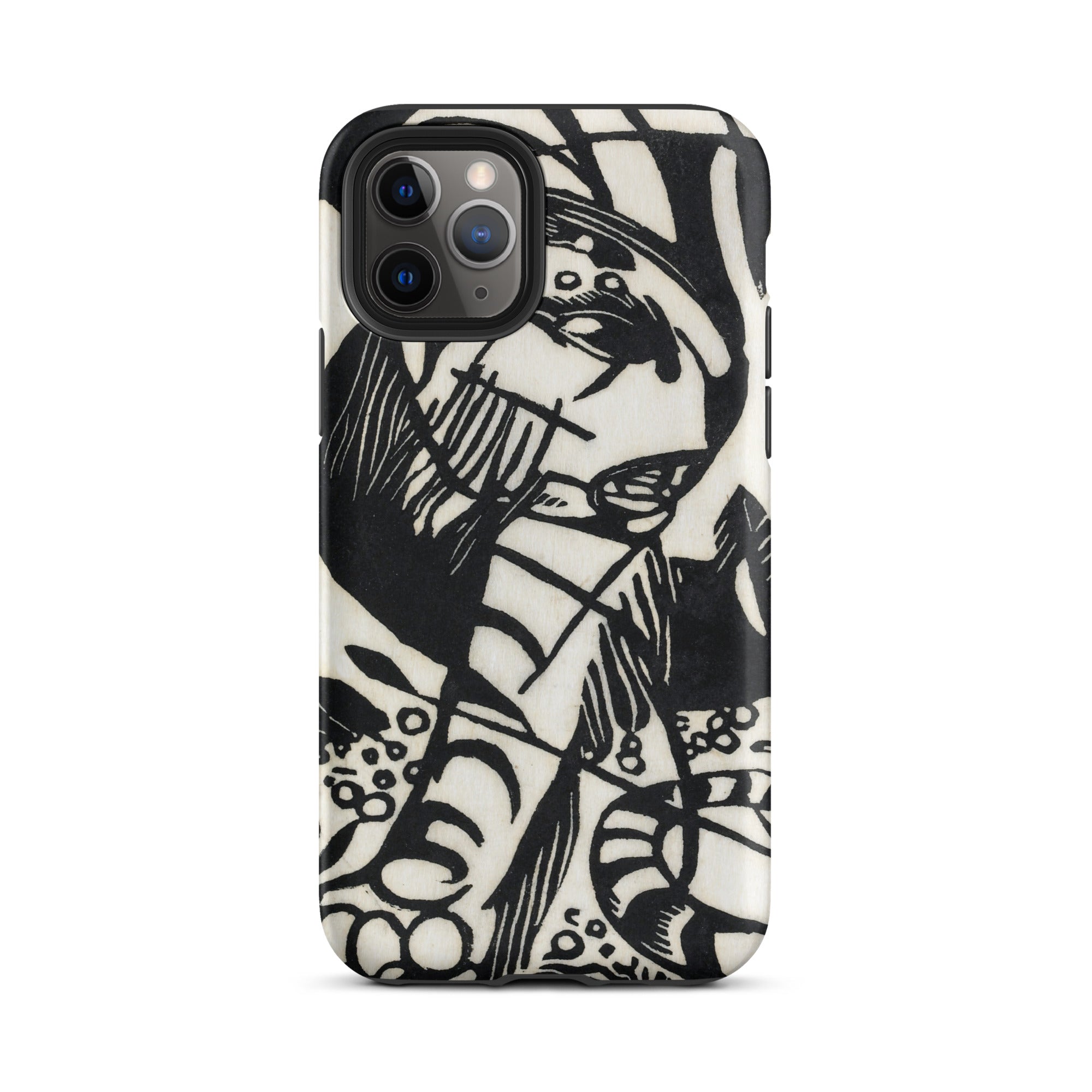 Tiger - Franz Marc Animal Aesthetic Iphone Case, 11 Pro / Tough Phone, Black White Patterned Phone Case