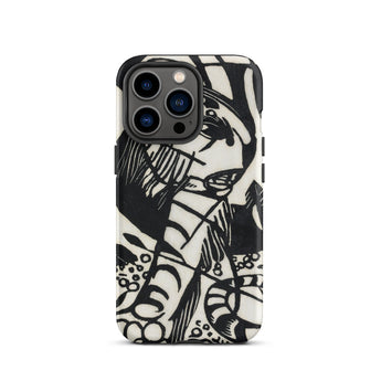 Tiger - Franz Marc Animal Aesthetic Iphone Case 13 Pro / Matte Black White Patterned Phone Case Franz Marc’s Avant-garde, Avant-garde