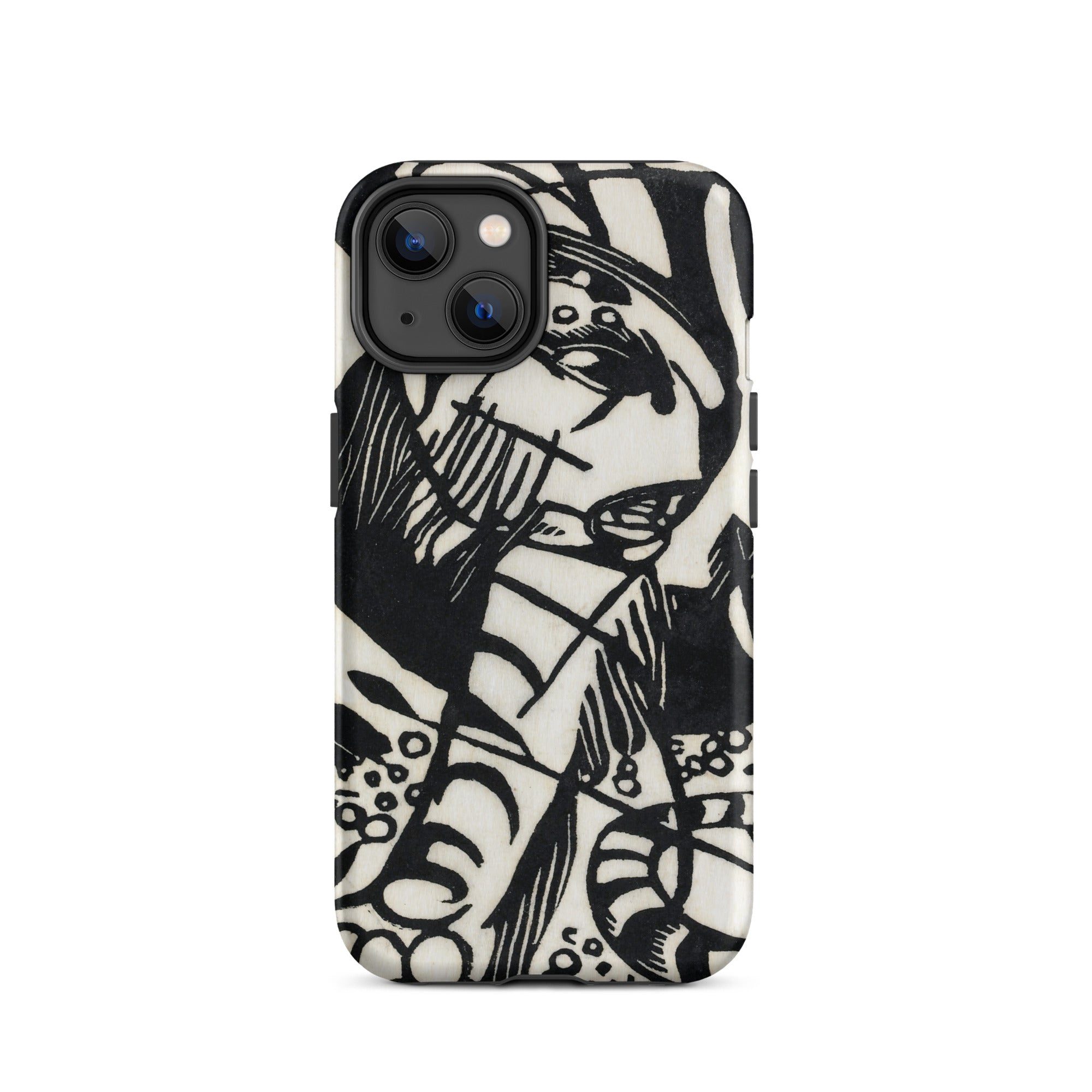 Tiger Franz Marc Animal Aesthetic Iphone Case, 14 / Matte, Black White Patterned Phone Case