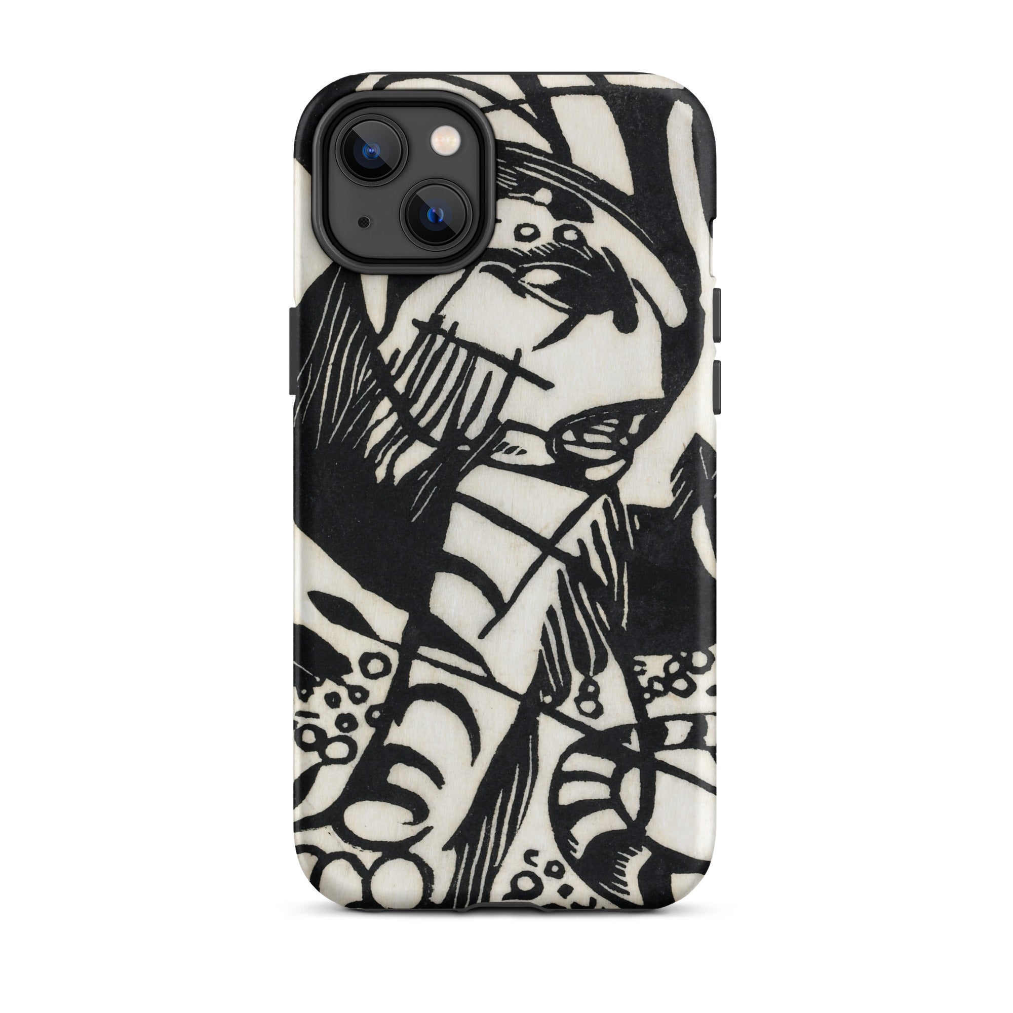 Tiger Franz Marc Animal Aesthetic Iphone Case, 14 Plus / Matte, Black White Patterned Phone Case
