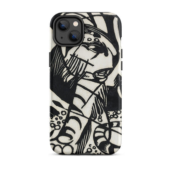 Tiger - Franz Marc Animal Aesthetic Iphone Case 14 Plus / Matte Black White Patterned Phone Case Franz Marc’s Avant-garde, Avant-garde