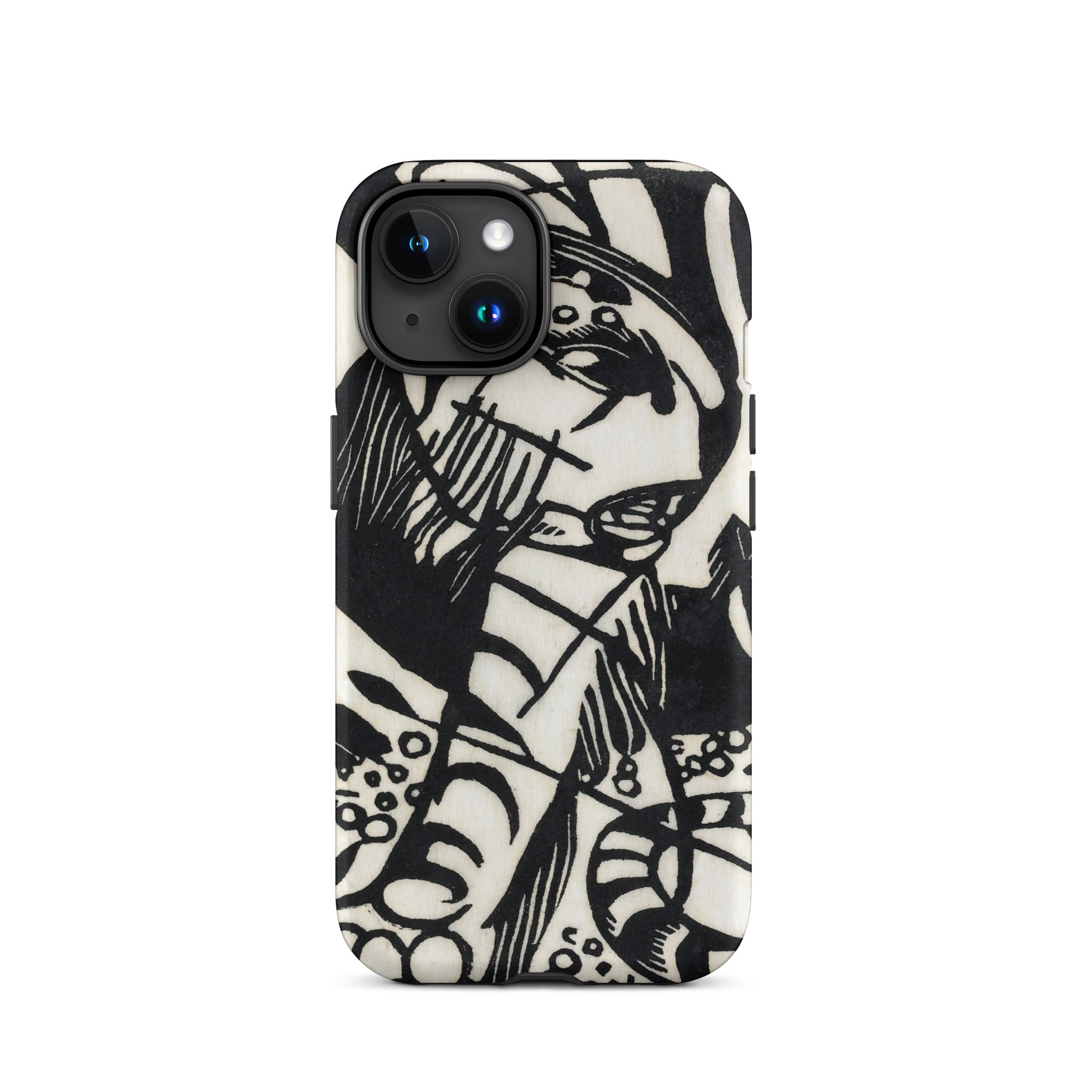 Tiger Franz Marc Animal Aesthetic Iphone Case, 15 / Matte, Black White Patterned Phone Case