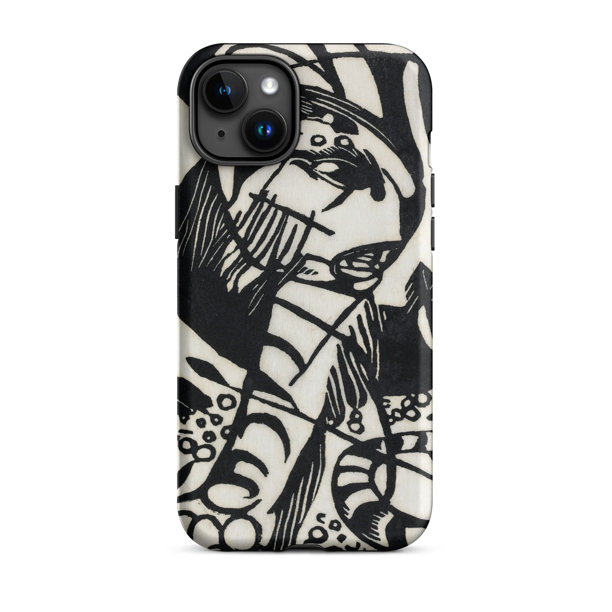 Tiger Franz Marc Animal Aesthetic Iphone Case, 15 Plus / Matte, Black White Patterned Phone Case