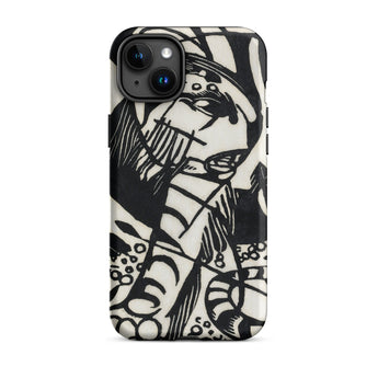 Tiger - Franz Marc Animal Aesthetic Iphone Case, 15 Plus / Matte, Black White Patterned Phone Case
