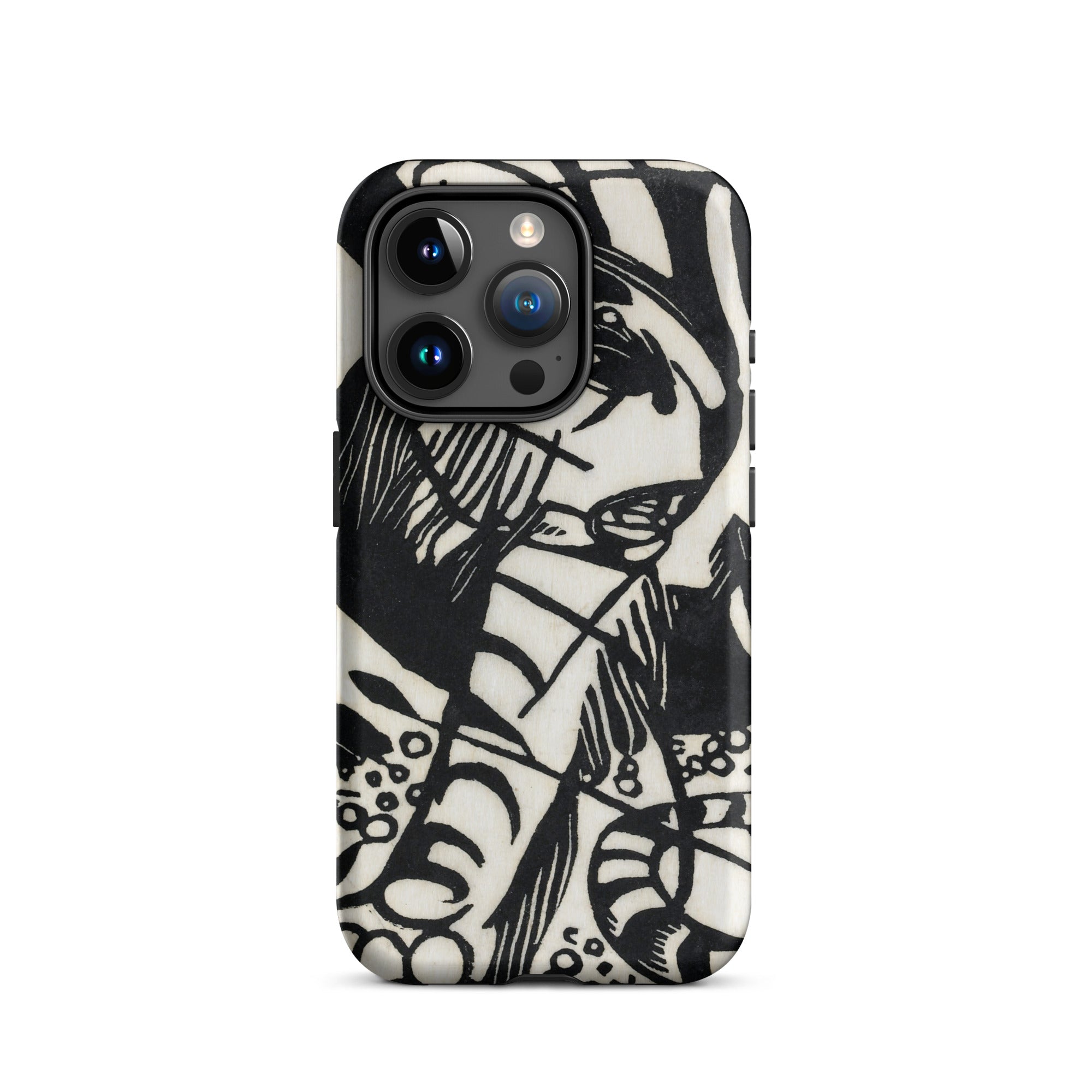Tiger Franz Marc Animal Aesthetic Iphone Case, 15 Pro / Matte, Black White Patterned Phone Case
