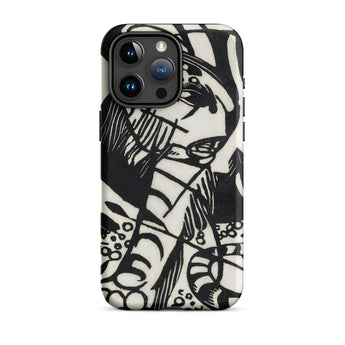 Tiger - Franz Marc Animal Aesthetic Iphone Case, 15 Pro Max / Matte, Black White Patterned Phone Case