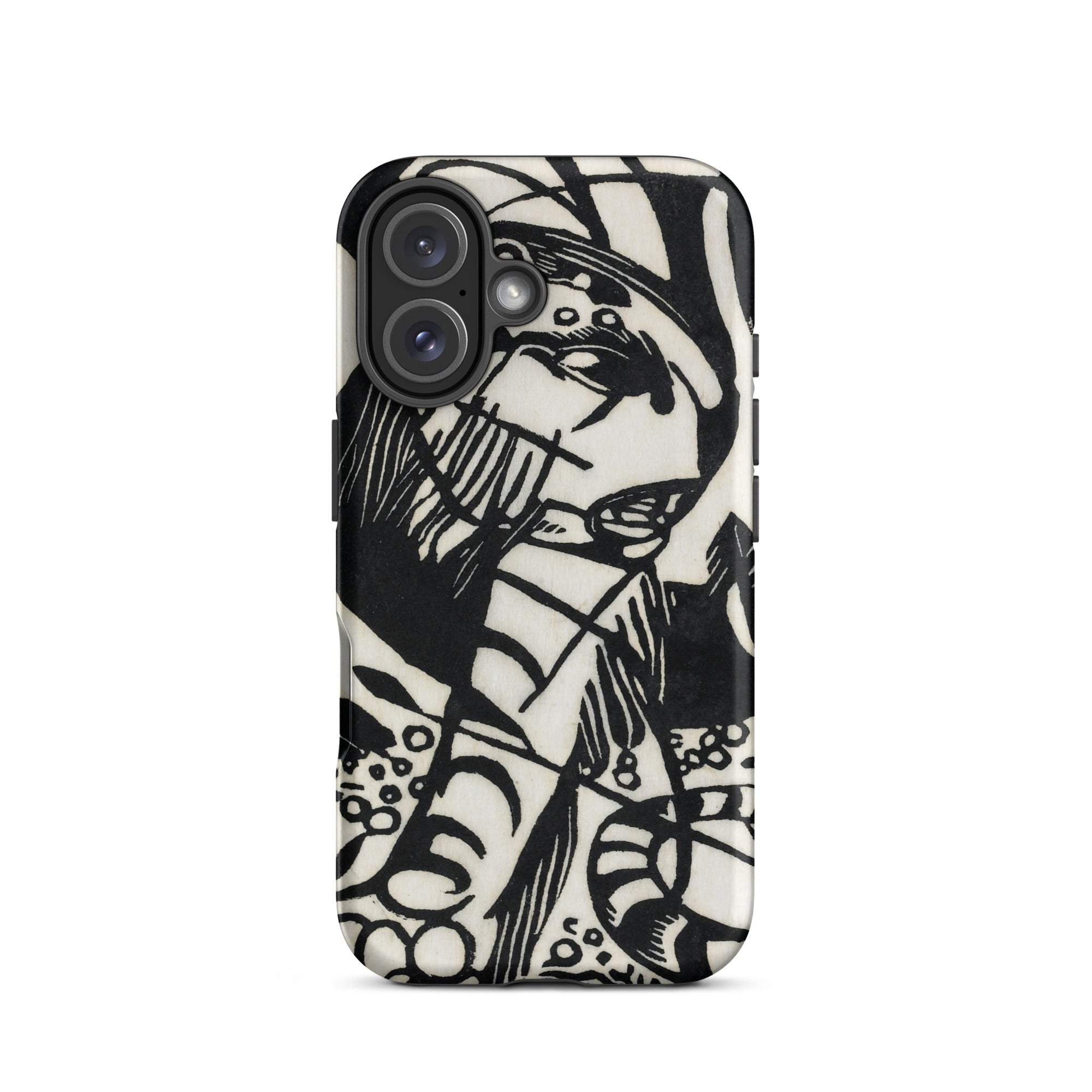 Tiger Franz Marc Animal Aesthetic Iphone Case, 16 / Matte, Black White Patterned Phone Case