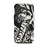 Tiger - Franz Marc Animal Aesthetic Iphone Case, 16 Plus / Matte, Black White Patterned Phone Case