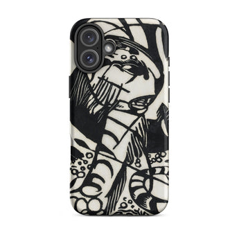Tiger - Franz Marc Animal Aesthetic Iphone Case, 16 Plus / Matte, Black White Patterned Phone Case