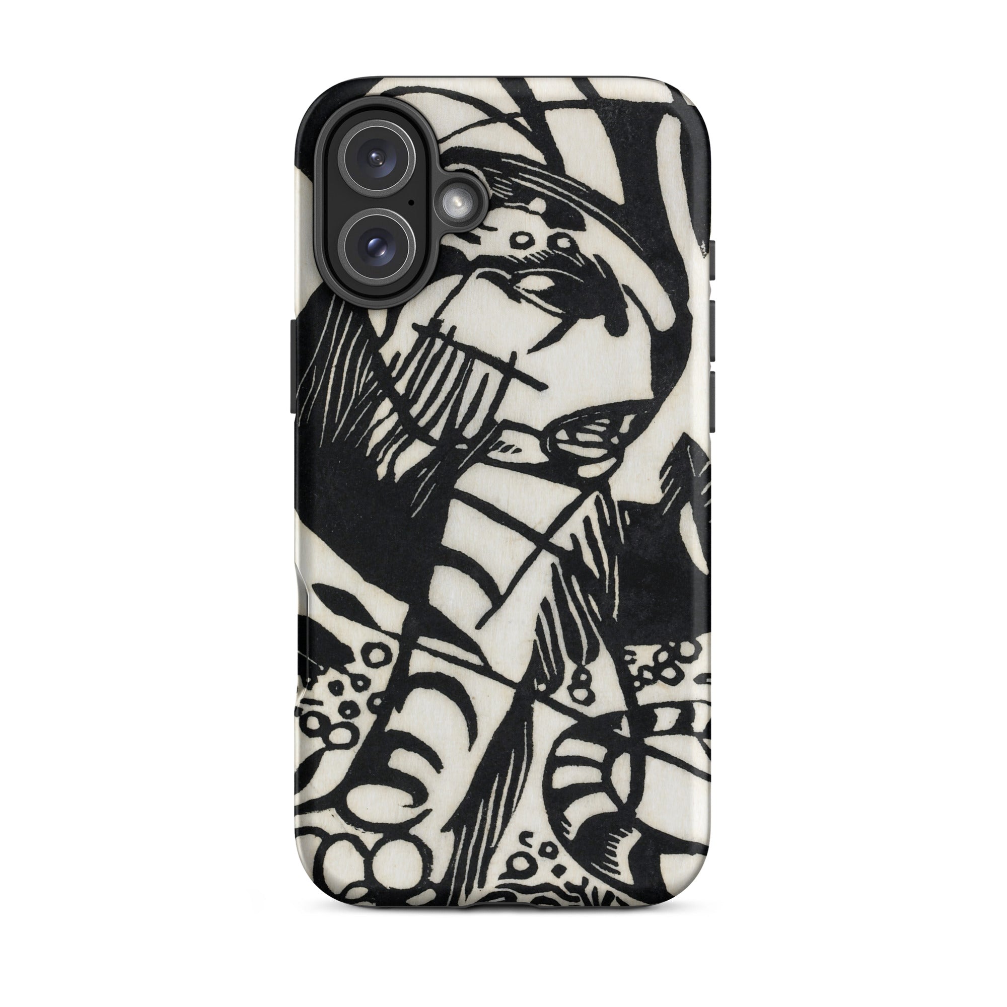 Tiger Franz Marc Animal Aesthetic Iphone Case, 16 Plus / Matte, Black White Patterned Phone Case
