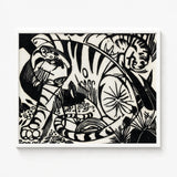 Black White Stylized Tiger Artwork Minimalist Frame Franz Marc’s Expressionist Vision, Electrifying Art, Untamed Realm
