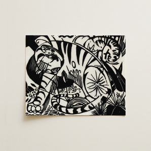 Tiger - Franz Marc Black and White Expressionism Art Print / Canvas, 14x11’’ / 36x28cm / Unframed / no Border, Posters Prints & Visual