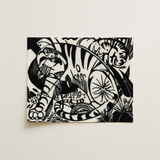 Tiger - Franz Marc Black and White Expressionism Art Print / Canvas Black White Linocut Artwork Stylized Animals Tiger Panda Franz Marc’s