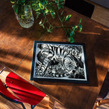 Tiger - Franz Marc Black and White Expressionism Art Print / Canvas Black White Woodcut-style Artwork Dark Frame Figures Geometric Franz