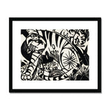 Tiger - Franz Marc Black and White Expressionism Art Print, Striped Tiger Rendered Bold Black White Woodcut-style Artwork