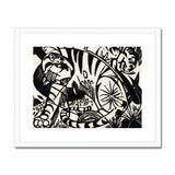 Tiger - Franz Marc Black and White Expressionism Art Print, Stylized Black White Tiger Bold Stripes Decorative Patterns