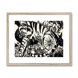 Tiger - Franz Marc Black and White Expressionism Art Print, Black White Woodcut-style Tiger Bold Stripes Decorative Patterns