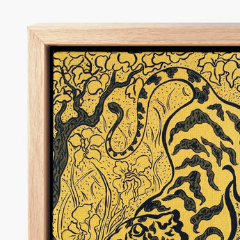 Tiger in the Jungle - Paul Ranson Art Print / Canvas Yellow Black Illustrated Artwork Snake Floral Motifs Ranson’s, Leaps, Impressionist