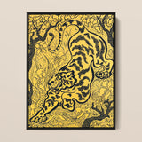 Tiger in the Jungle - Paul Ranson Art Print / Canvas, 12x16’’ / 31x41cm / Black Frame, Posters Prints & Visual Artwork, Toby Leon