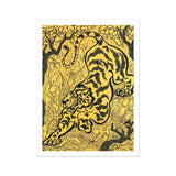 Tiger in the Jungle - Paul Ranson Art Print / Canvas Tiger Rendered Black Brushstrokes Golden Background Paul Ranson’s Tiger, Leaps, Ranson