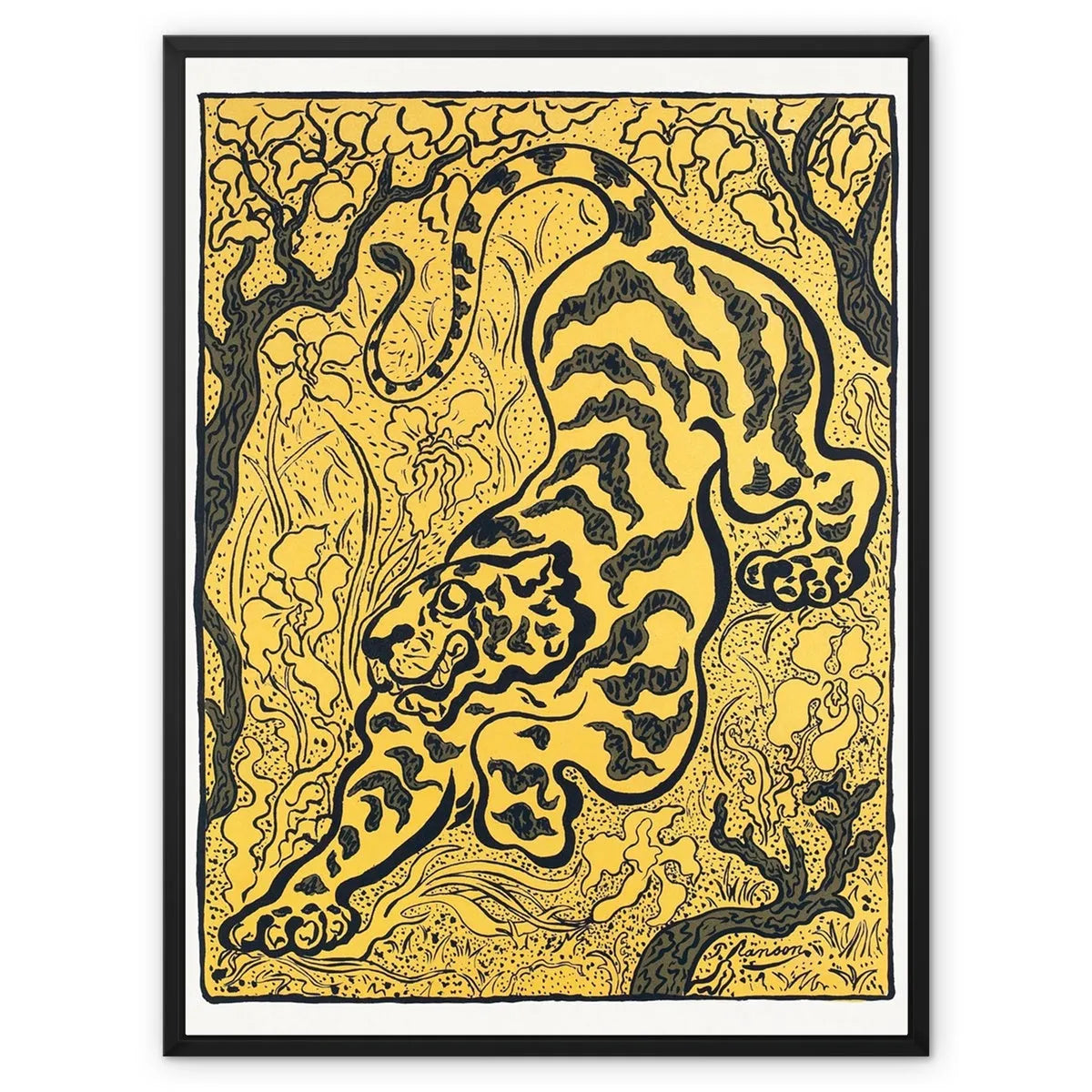 Tiger In The Jungle By Paul Ranson Framed Canvas - 24’x32’ - Posters Prints & Visual Artwork - Aesthetic Art