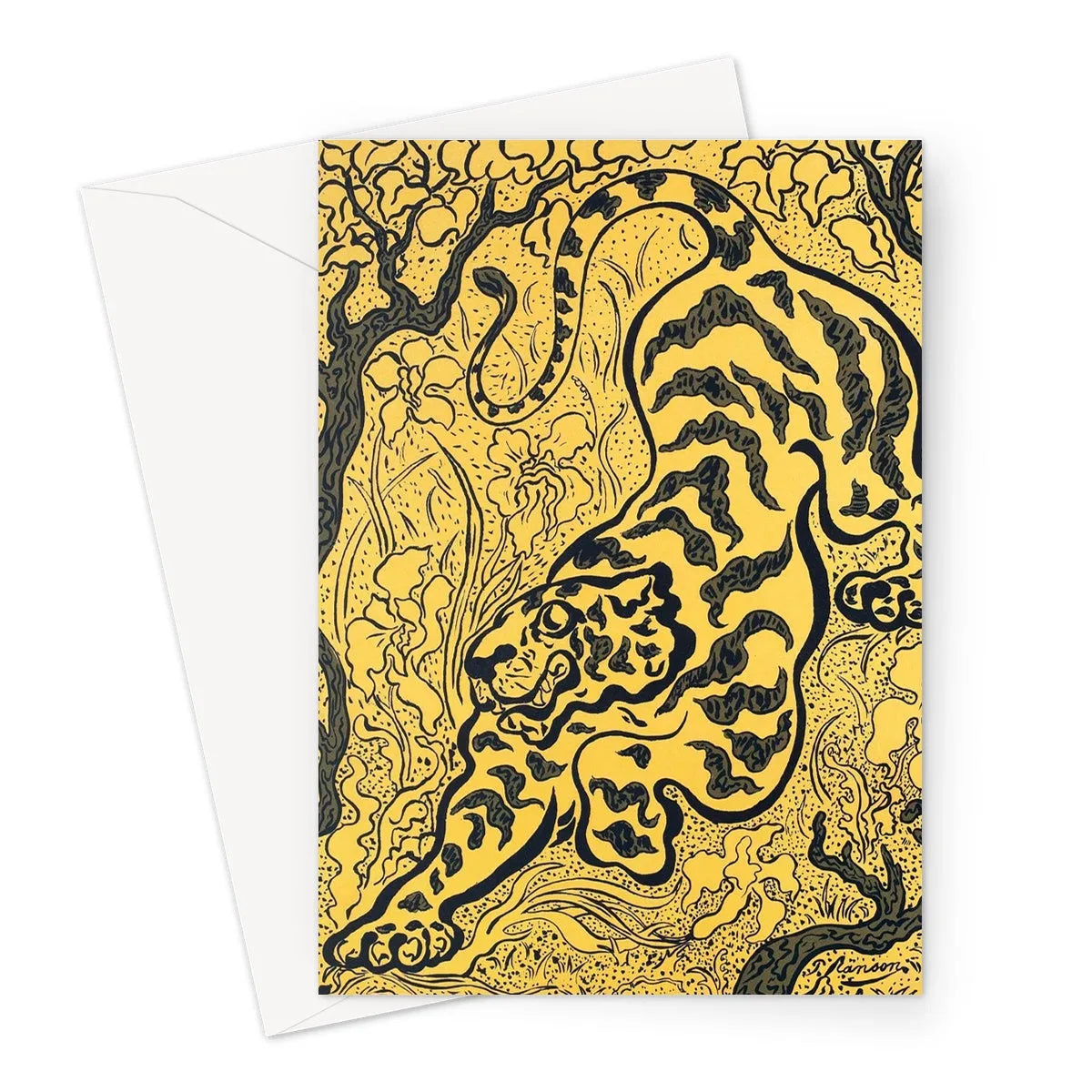 Tiger In The Jungle By Paul Ranson Greeting Card - A5 Portrait / 1 Card - Notebooks & Notepads - Aesthetic Art