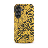 Tiger in the Jungle - Paul Ranson Phone Case Samsung Galaxy S25 Plus / Matte Vibrant Yellow Phone Case Bold Black Line-art Tiger Paul
