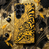 Tiger in the Jungle - Paul Ranson Phone Case Vibrant Yellow Phone Case Bold Black Line-art Tiger Paul Ranson’s Hypnotic Dreamscape,