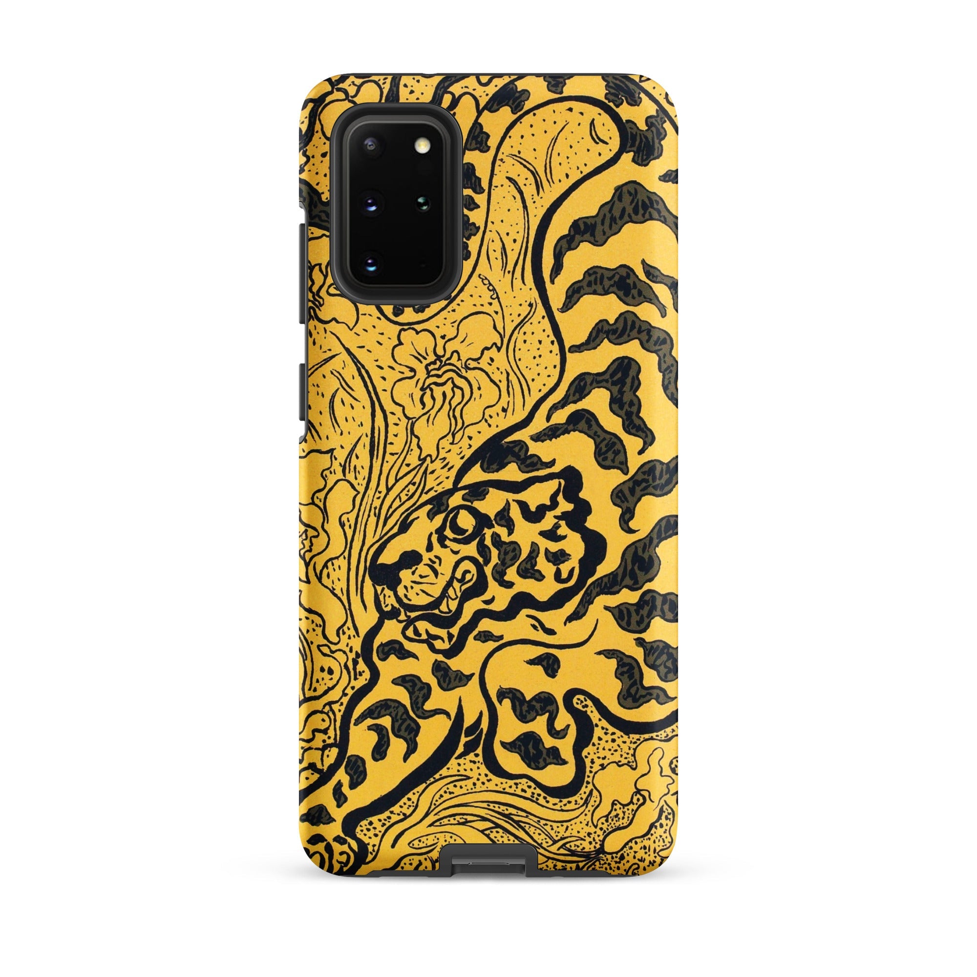 Tiger in the Jungle Paul Ranson Samsung Case, Galaxy S20 Plus / Matte, Yellow Phone Case Black Line Art Tiger Flora