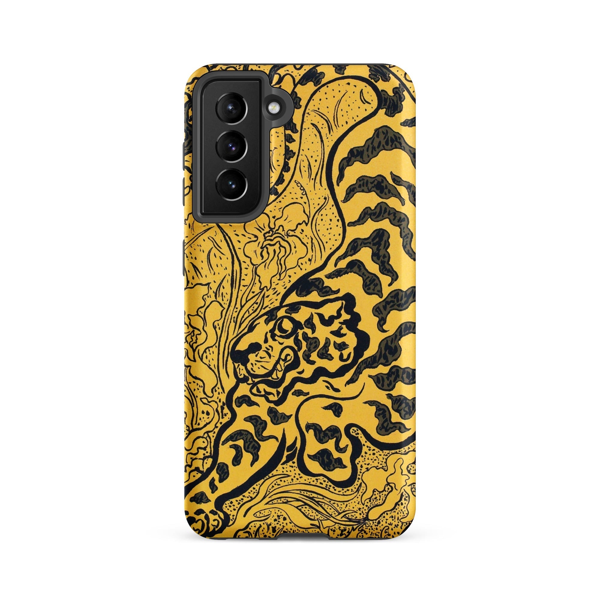 Tiger in the Jungle Paul Ranson Samsung Case, Galaxy S21 Fe / Matte, Vibrant Yellow Phone Case Black Tiger Floral Design