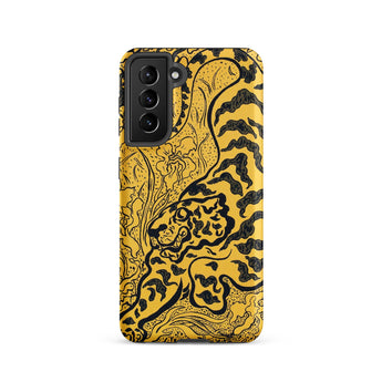 Tiger in the Jungle - Paul Ranson Samsung Case, Galaxy S21 / Matte, Phone Case Stylized Black Tiger Gold Background