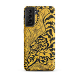 Tiger in the Jungle - Paul Ranson Samsung Case, Galaxy S21 Plus / Matte, Yellow Phone Case Black Line Art Design Tiger
