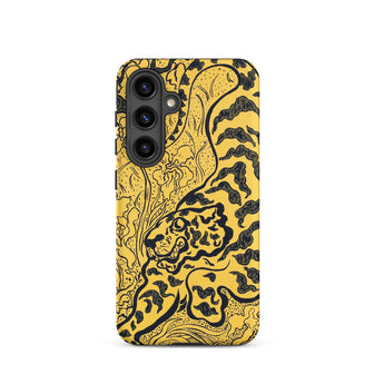 Tiger in the Jungle - Paul Ranson Samsung Case, Galaxy S24 / Matte, Yellow Phone Case Black Line Art Tiger Amidst