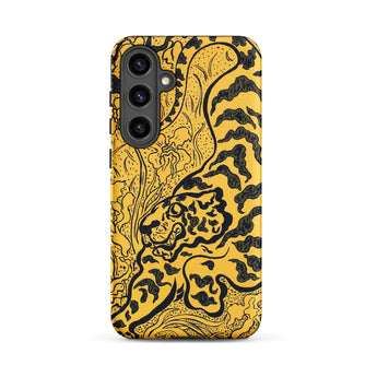 Tiger in the Jungle - Paul Ranson Samsung Case, Galaxy S24 Plus / Matte, Yellow Phone Case Black Tiger Floral Art