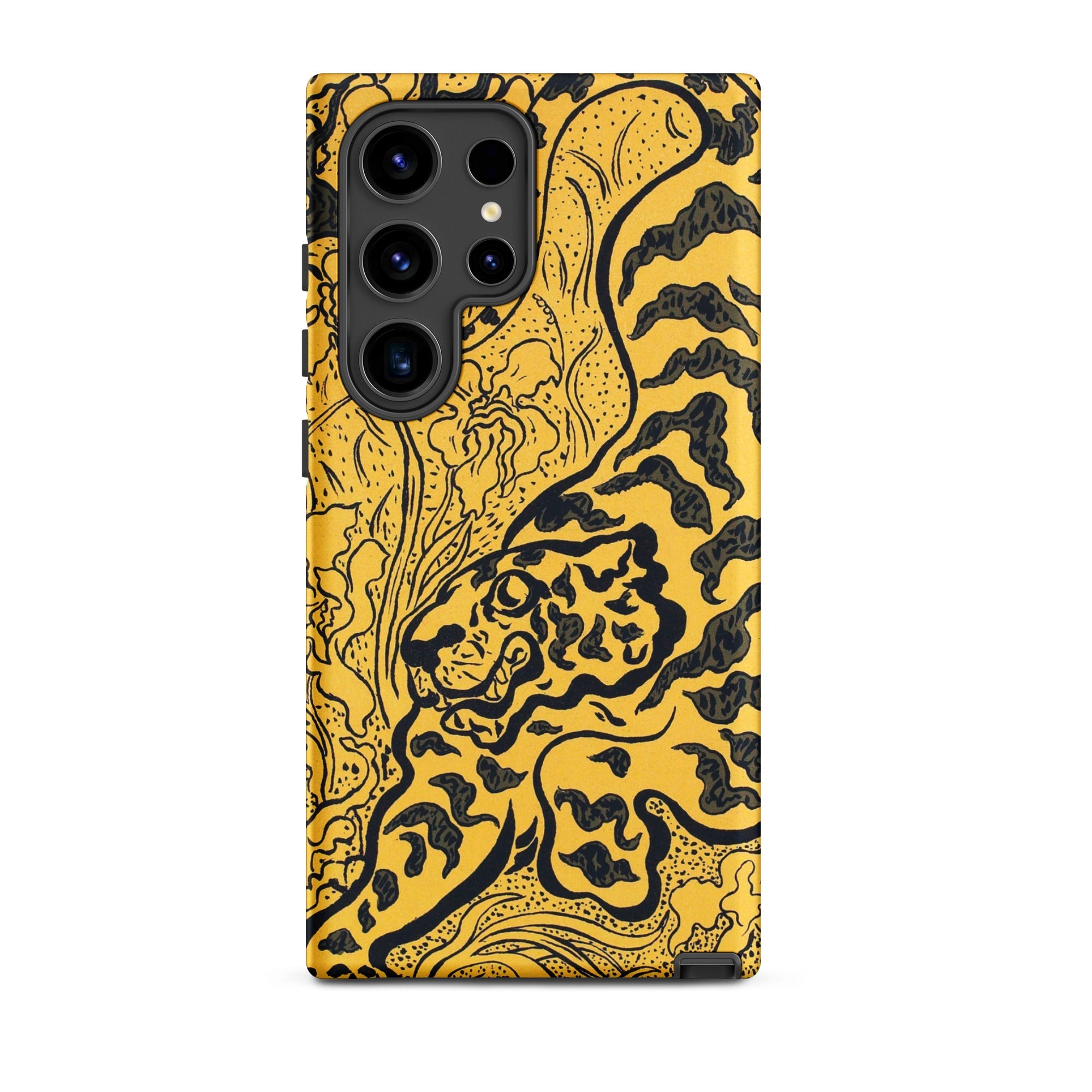 Tiger in the Jungle Paul Ranson Samsung Case, Galaxy S24 Ultra / Matte, Yellow Phone Case Black Tiger Floral Pattern