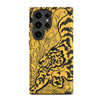 Tiger in the Jungle - Paul Ranson Samsung Case, Galaxy S24 Ultra / Matte, Yellow Phone Case Black Tiger Floral Pattern