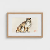 Tiger - Kono Bairei Kacho-e Art Print / Canvas Framed Artwork Detailed Illustration Orange Black Stripes Kōno Bairei’s, Meiji Era, Prints