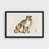 Tiger - Kono Bairei Kacho-e Art Print / Canvas Framed Artwork Detailed Traditional-style Illustration Orange Black Kōno Bairei’s, Meiji