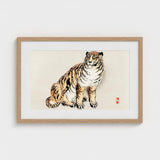 Tiger - Kono Bairei Kacho-e Art Print / Canvas Framed Japanese-style Illustration Seated Bold Orange Black Kōno Bairei’s, Meiji Era, Prints