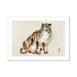 Tiger - Kōno Bairei Kacho-e Art Print, Tiger Painted Traditional Asian Brush Stroke Style Orange