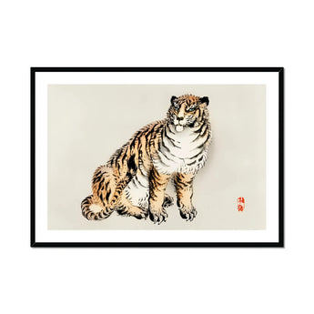 Tiger - Kōno Bairei Kacho-e Art Print, Traditional Asian-style Ink Watercolor Painting Tiger Bold Stripes